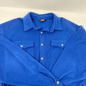 Vintage REI Polartec Blue Fleece Button UP Outdoor Camp Hiking Shirt Mens XL